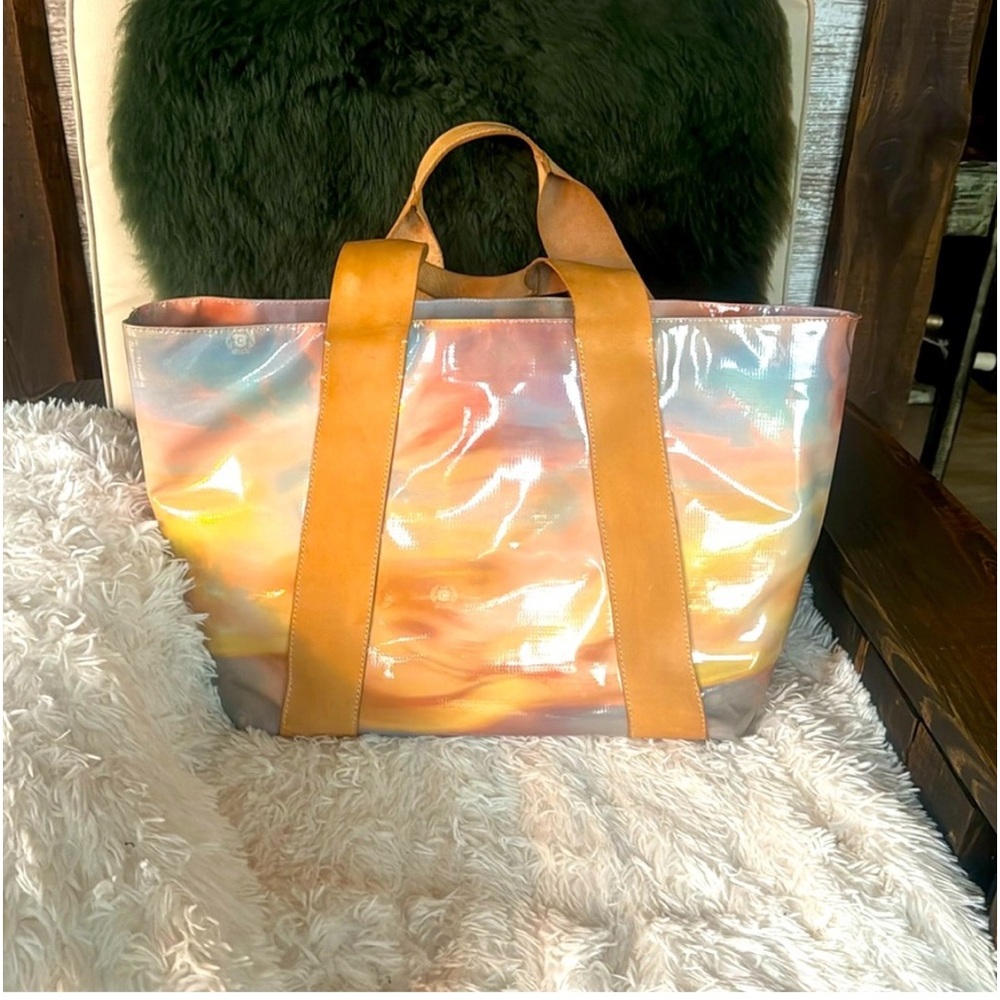 Consuela Multicolor Tote Bag with Tan Handles